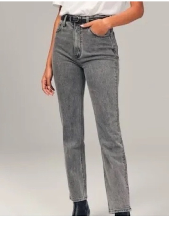 Abercrombie & Fitch Denim - Abercrombie & Fitch Gray The Ankle Straight Ultra High Rise Jeans Raw Hem 26
